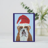 Bulldog Kerstman Briefkaart (Staand voorkant)