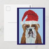 Bulldog Kerstman Briefkaart (Voorkant / Achterkant)
