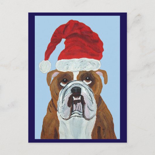 Bulldog Kerstman Briefkaart (Voorkant)