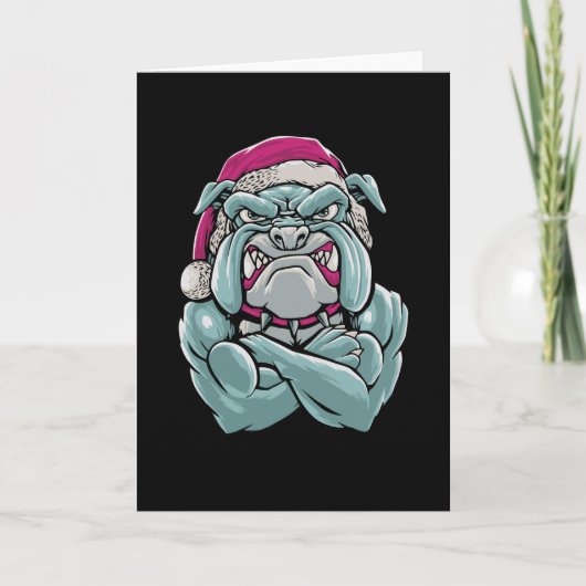 Bulldog Kerstman Kaart (Voorkant)