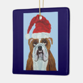 Bulldog Kerstman Keramisch Ornament (Links)