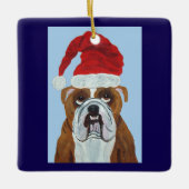 Bulldog Kerstman Keramisch Ornament (Voorkant)
