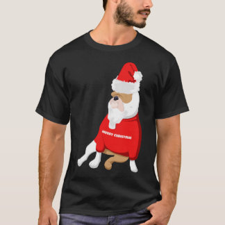 Bulldog Kerstman Kerst verkleed T-shirt