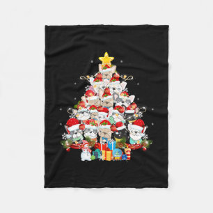 Bulldog Kerstman Kerstboom Lichten Vrolijk Kerstfe Fleece Deken