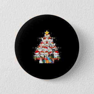 Bulldog Kerstman Kerstboom Lichten Vrolijk Kerstfe Ronde Button 5,7 Cm