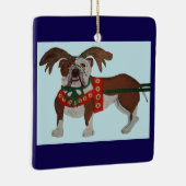 Bulldog Kerstman Rendier Keramisch Ornament (Rechts)