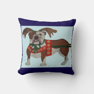 Bulldog Kerstman Rendier Kussen