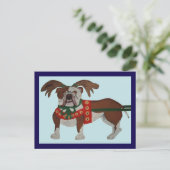 Bulldog Kerstman Rendieren Briefkaart (Staand voorkant)