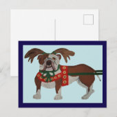 Bulldog Kerstman Rendieren Briefkaart (Voorkant / Achterkant)