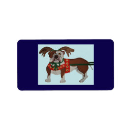 Bulldog Kerstman Rendieren Etiket