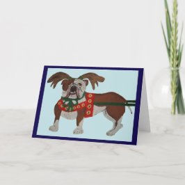 Bulldog Kerstman Rendieren Kaart