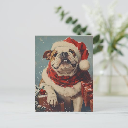 Bulldog Kerstmis Briefkaart (Staand voorkant)