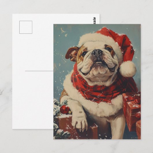 Bulldog Kerstmis Briefkaart (Voorkant / Achterkant)