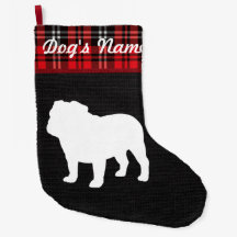 Bulldog Kerstmis Burlap Tartan Holiday Stocking