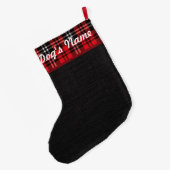 Bulldog Kerstmis Burlap Tartan Holiday Stocking Grote Kerstsok (Achterkant (Hangend))