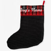 Bulldog Kerstmis Burlap Tartan Holiday Stocking Grote Kerstsok (Achterkant)