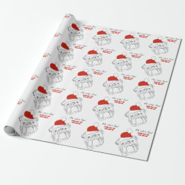 Bulldog Kerstmis Cadeaupapier