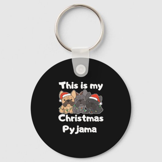 Bulldog Kerstmis Dit is mijn kerstpyjama Sleutelhanger (Voorkant)