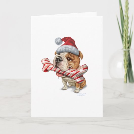 Bulldog kerstmis feestdagen kaart (Voorkant)