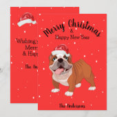 Bulldog Kerstmis Feestdagenkaart (Voorkant / Achterkant)