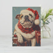 Bulldog Kerstmis Feestdagenkaart (Staand voorkant)