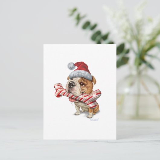 Bulldog kerstmis feestdagenkaart (Staand voorkant)