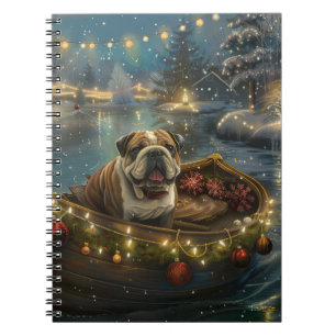 Bulldog Kerstmis Festive Reis Notitieboek