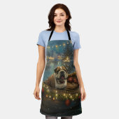 Bulldog Kerstmis Festive Reis Schort (Gedragen)