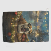 Bulldog Kerstmis Festive Voyage Golfhanddoek (Horizontaal)