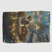 Bulldog Kerstmis Festive Voyage Golfhanddoek (Horizontaal)