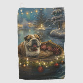 Bulldog Kerstmis Festive Voyage Golfhanddoek (Voorkant)