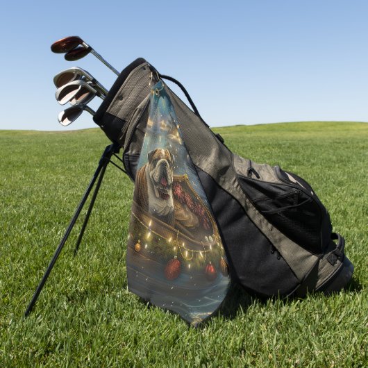 Bulldog Kerstmis Festive Voyage Golfhanddoek (Groen)