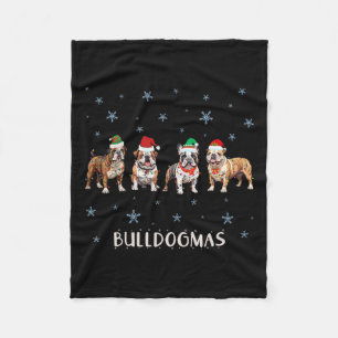 Bulldog Kerstmis Fleece Deken