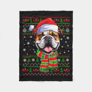 Bulldog Kerstmis Horrortrui Grappige Kerstman Hoed Fleece Deken