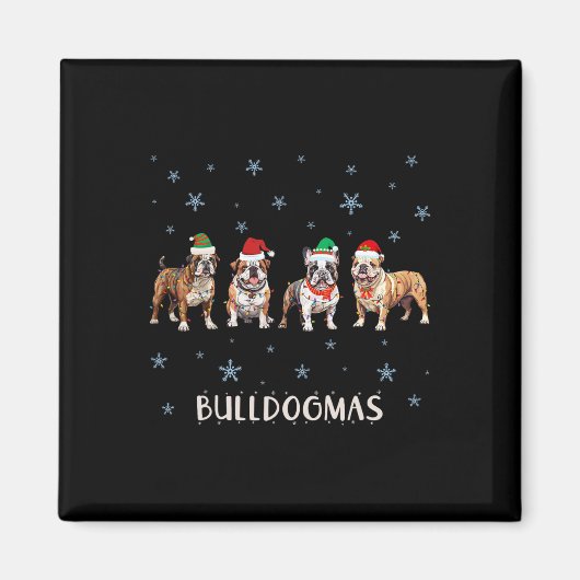 Bulldog Kerstmis Magneet (Voorkant)