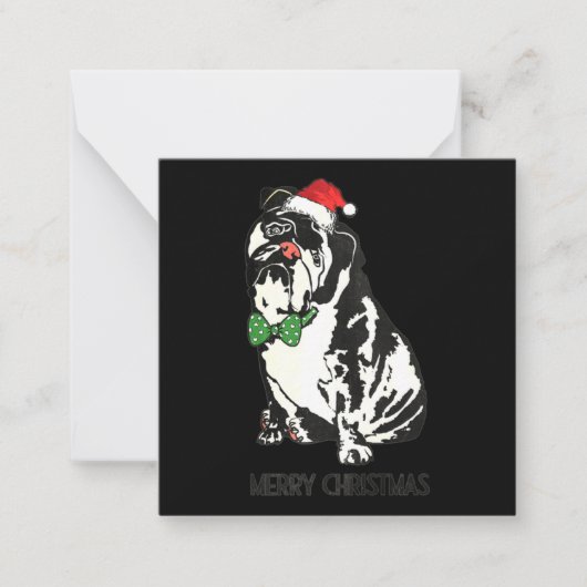 Bulldog Kerstmis Notitiekaartje (Voorkant)