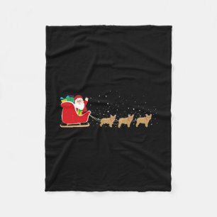 Bulldog Kerstmis Sleigh - Fun Bulldog Xmas Fleece Deken