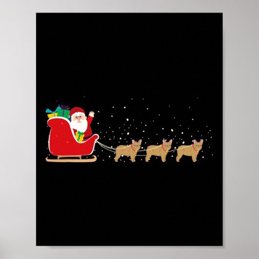 Bulldog Kerstmis Sleigh - Fun Bulldog Xmas Poster (Voorkant)