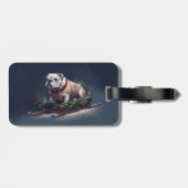 Bulldog Kerstmis sneeuw winter Bagagelabel (Achterkant horizontaal)