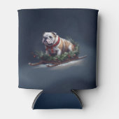 Bulldog Kerstmis sneeuw winter Blikjeskoeler (Voorkant)