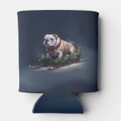 Bulldog Kerstmis sneeuw winter Blikjeskoeler (Achterkant)