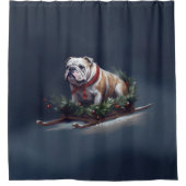 Bulldog Kerstmis sneeuw winter Douchegordijn (Voorkant)