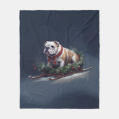 Bulldog Kerstmis sneeuw winter Fleece Deken (Voorkant)