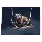 Bulldog Kerstmis sneeuw winter Groot Cadeauzakje (Voorkant)