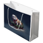 Bulldog Kerstmis sneeuw winter Groot Cadeauzakje (Voorkant Gekanteld)