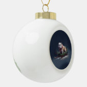 Bulldog Kerstmis sneeuw winter Keramische Bal Ornament (Links)