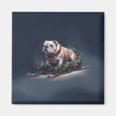 Bulldog Kerstmis sneeuw winter Magneet (Voorkant)