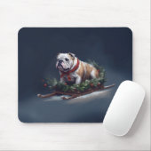 Bulldog Kerstmis sneeuw winter Muismat (Met muis)