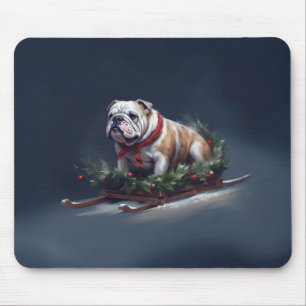 Bulldog Kerstmis sneeuw winter Muismat