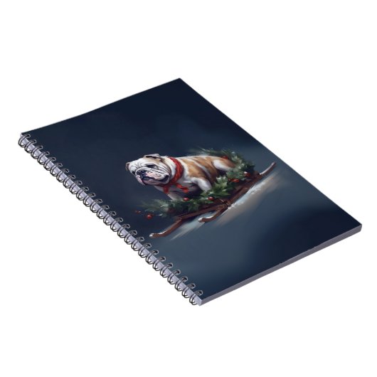 Bulldog Kerstmis sneeuw winter Notitieboek (Rechterzijde)